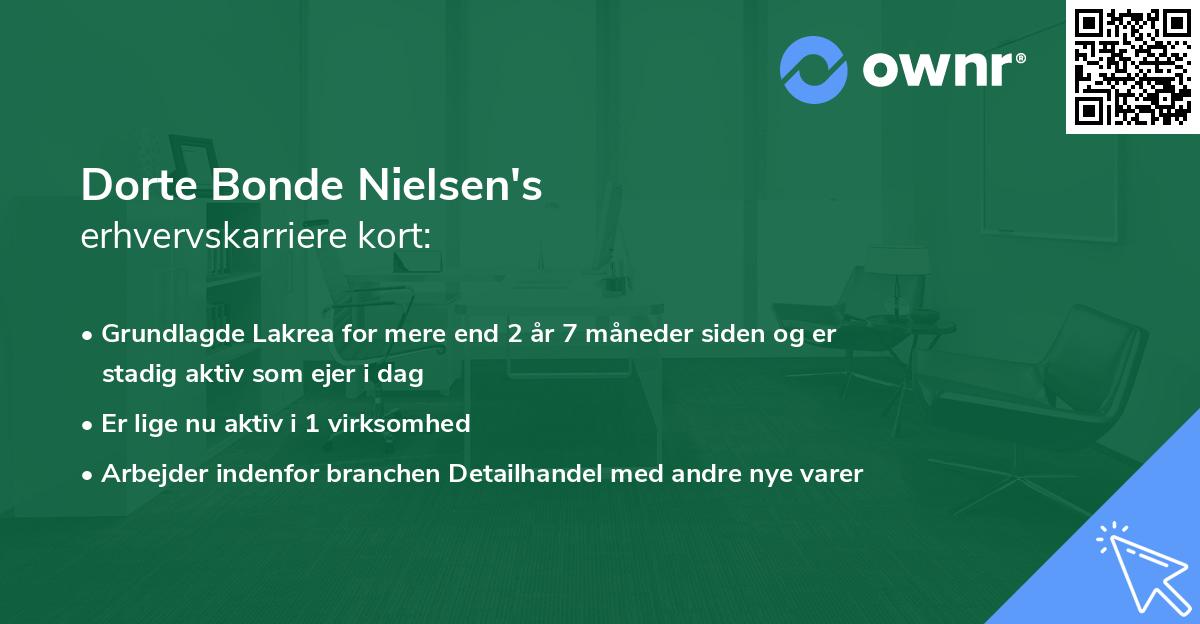 Dorte Bonde Nielsen's erhvervskarriere kort