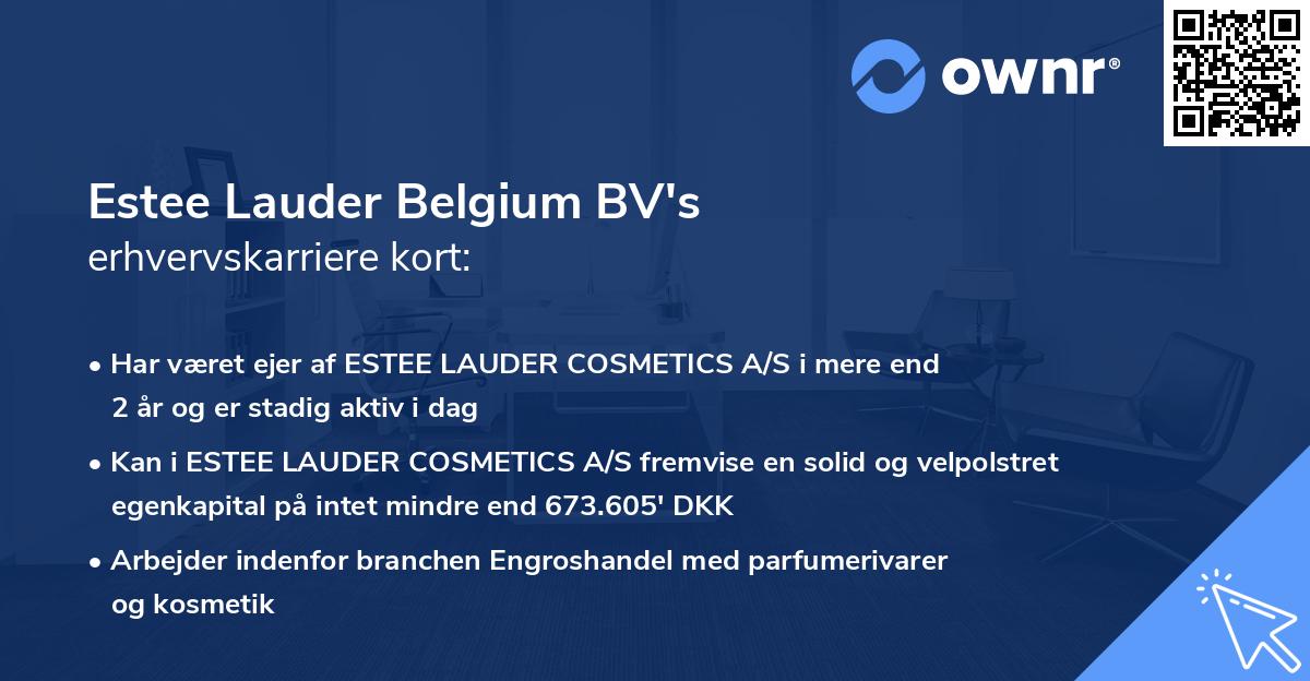 Estee Lauder Belgium BV's erhvervskarriere kort