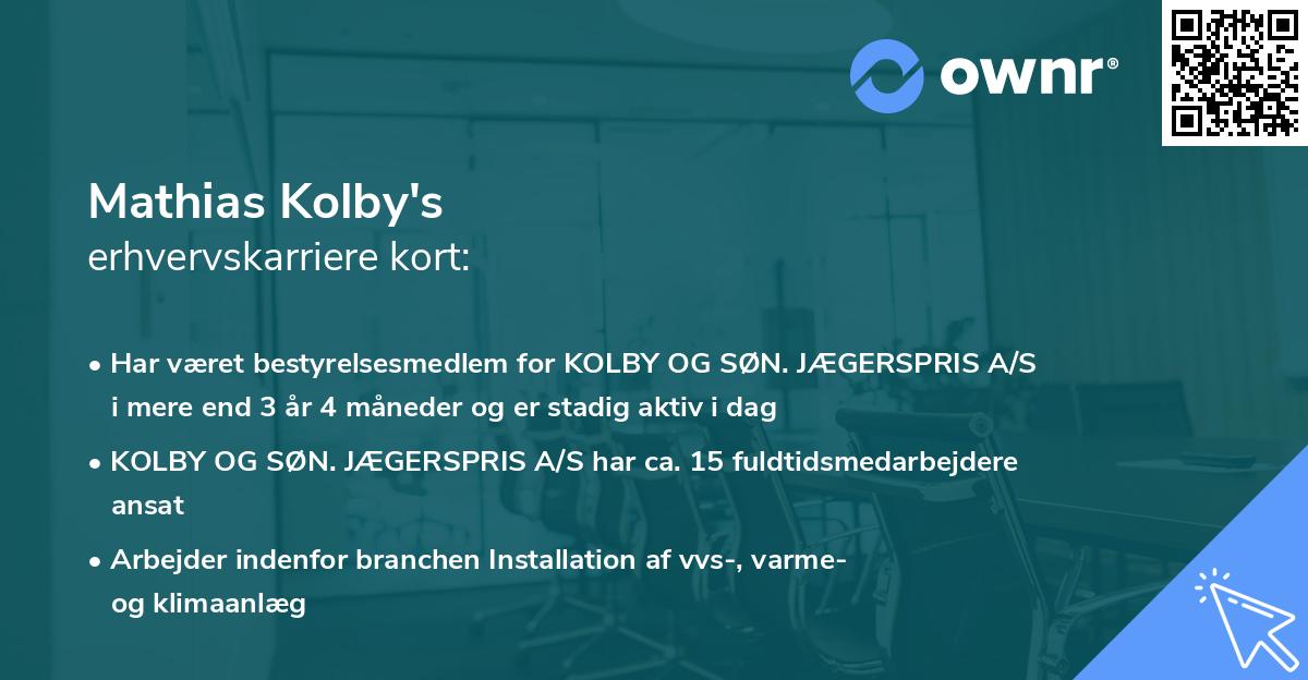 Mathias Kolby's erhvervskarriere kort