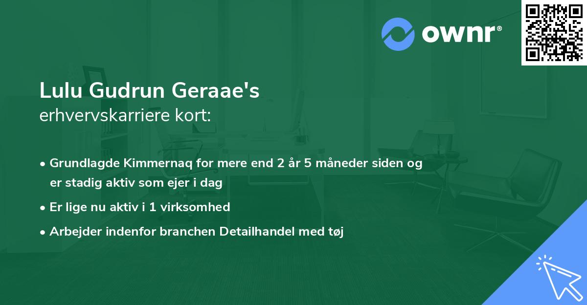 Lulu Gudrun Geraae's erhvervskarriere kort