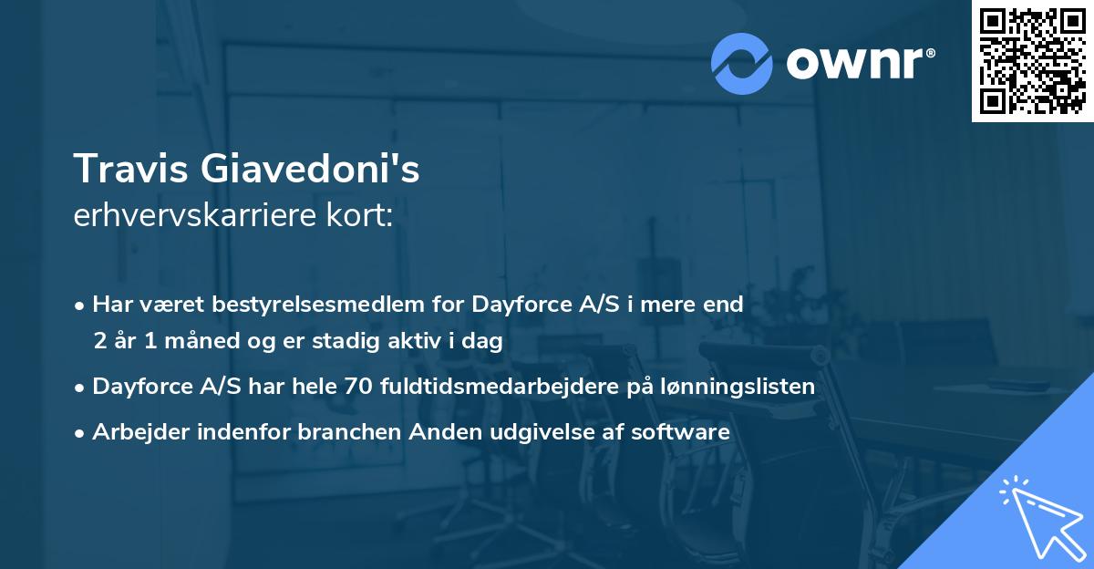 Travis Giavedoni's erhvervskarriere kort
