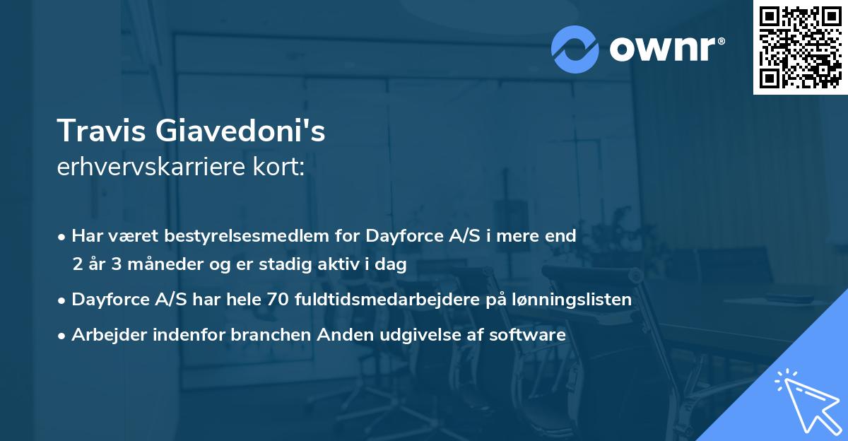 Travis Giavedoni's erhvervskarriere kort