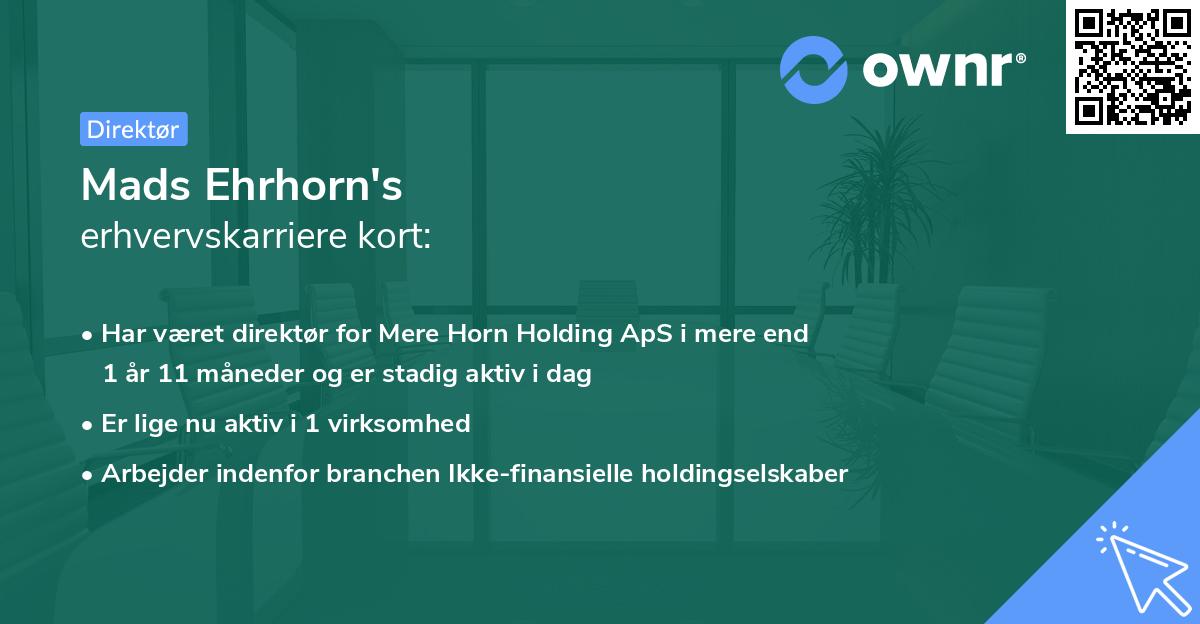 Mads Ehrhorn's erhvervskarriere kort