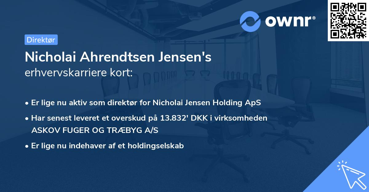 Nicholai Ahrendtsen Jensen's erhvervskarriere kort