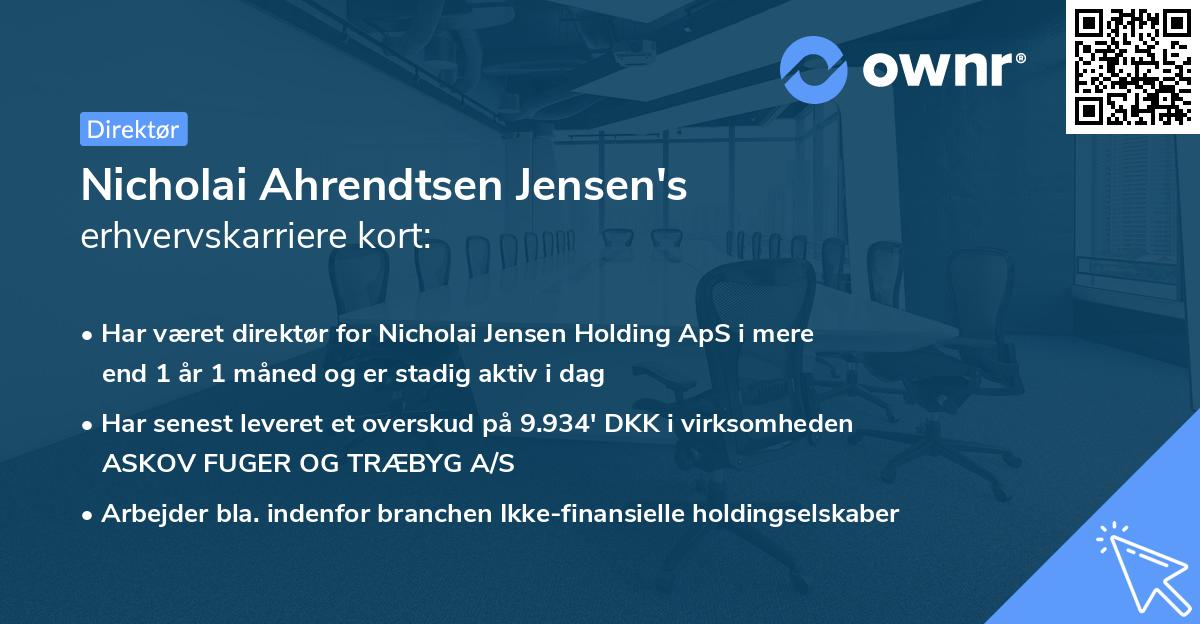 Nicholai Ahrendtsen Jensen's erhvervskarriere kort