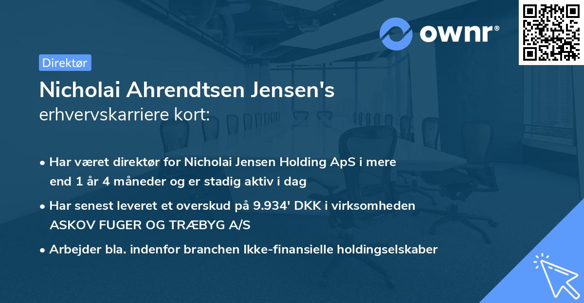 Nicholai Ahrendtsen Jensen's erhvervskarriere kort