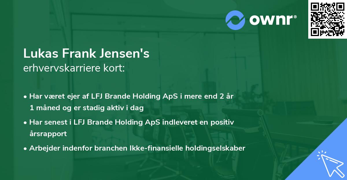 Lukas Frank Jensen's erhvervskarriere kort