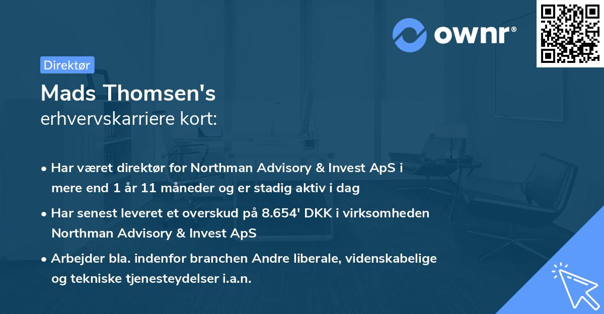 Mads Thomsen's erhvervskarriere kort