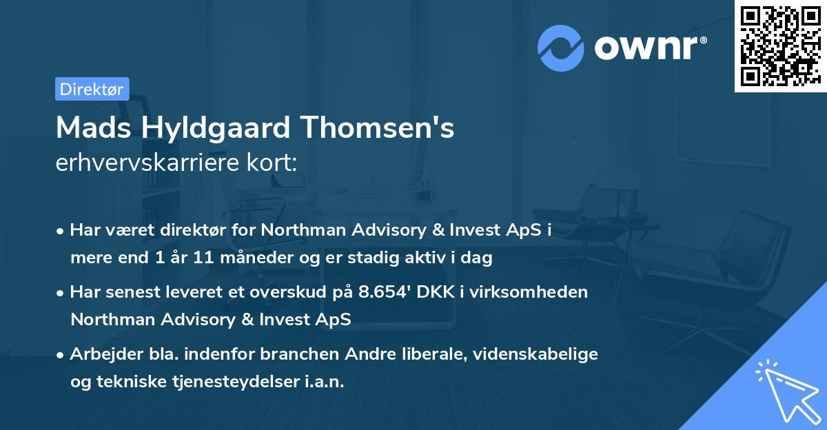 Mads Hyldgaard Thomsen's erhvervskarriere kort