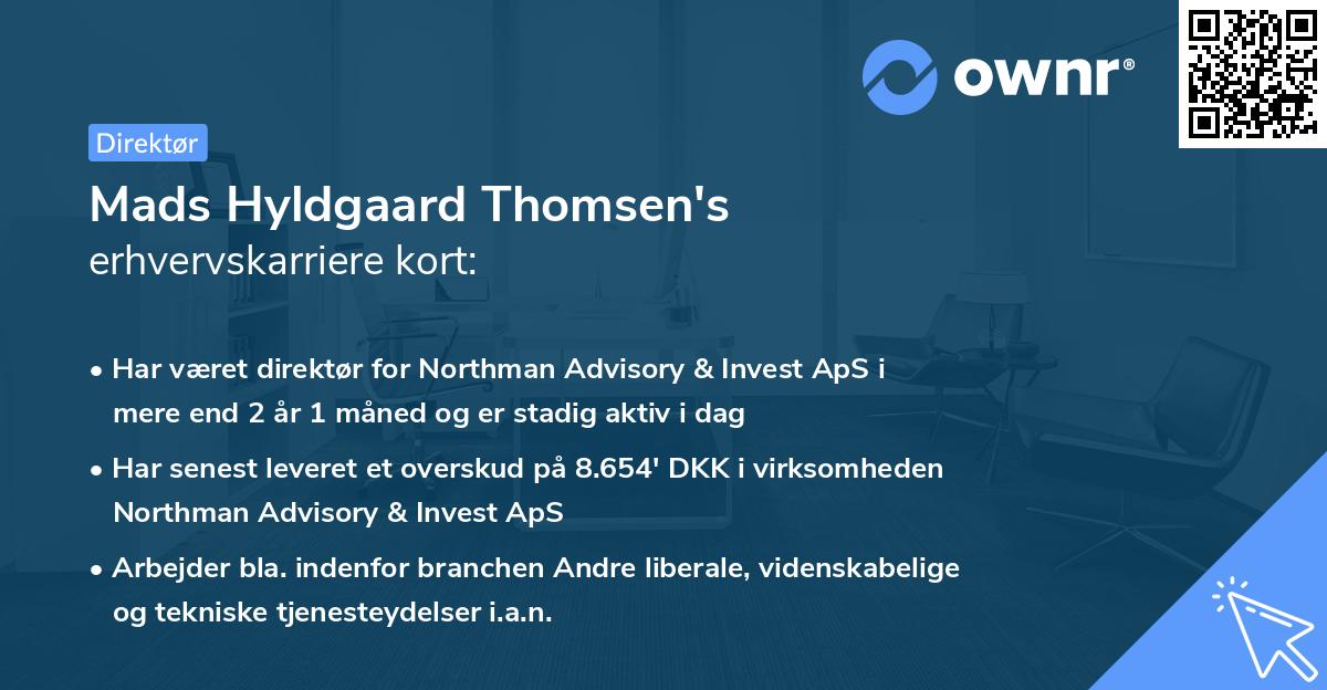 Mads Hyldgaard Thomsen's erhvervskarriere kort