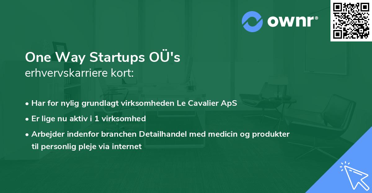 One Way Startups OÜ's erhvervskarriere kort