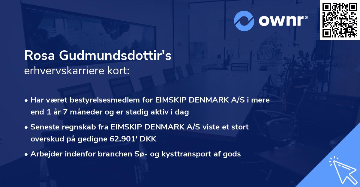 Rosa Gudmundsdottir's erhvervskarriere kort