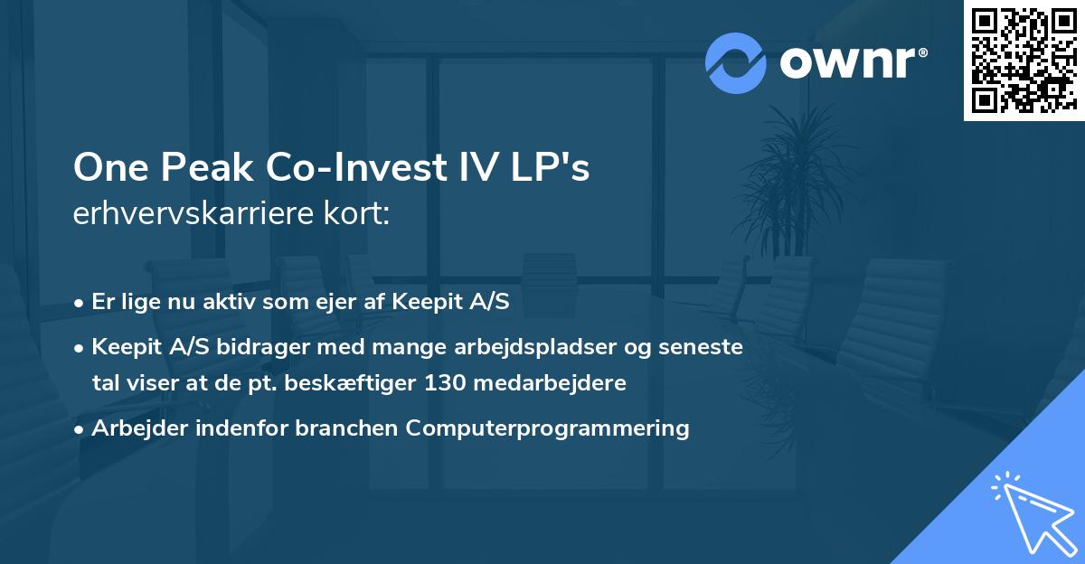 One Peak Co-Invest IV LP's erhvervskarriere kort