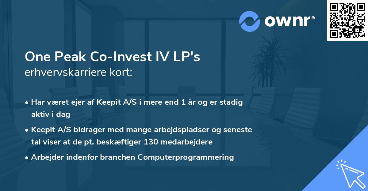 One Peak Co-Invest IV LP's erhvervskarriere kort