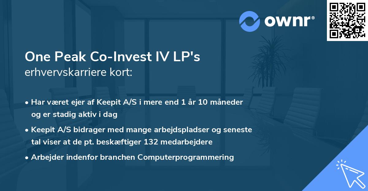 One Peak Co-Invest IV LP's erhvervskarriere kort