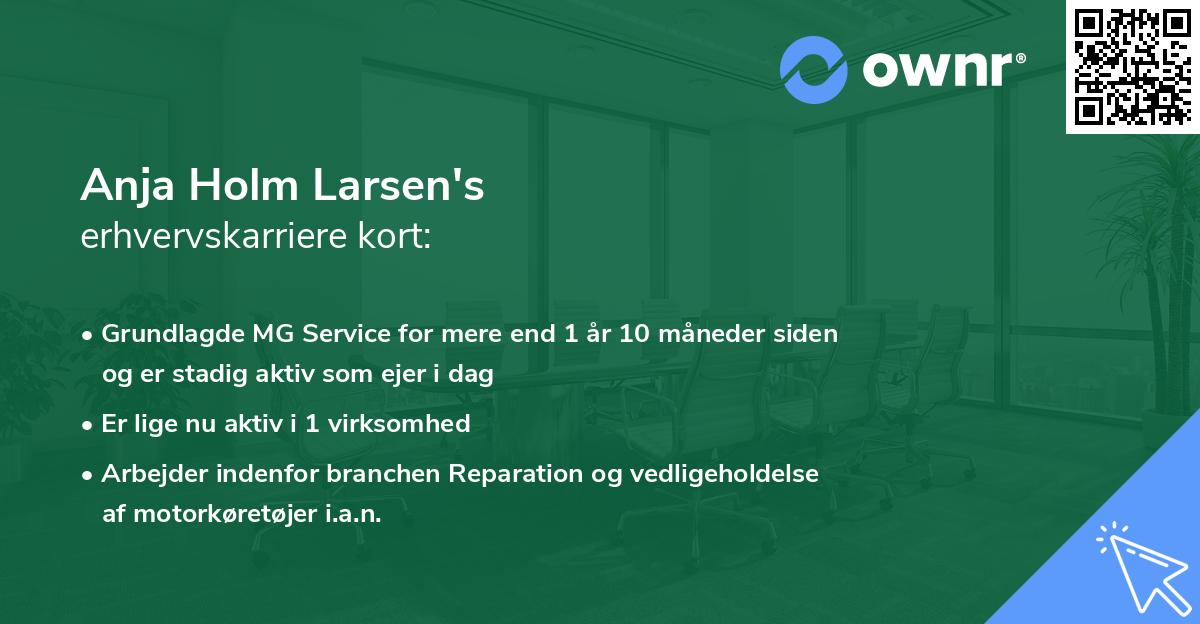 Anja Holm Larsen's erhvervskarriere kort