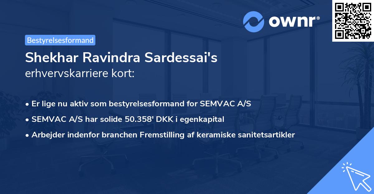 Shekhar Ravindra Sardessai's erhvervskarriere kort