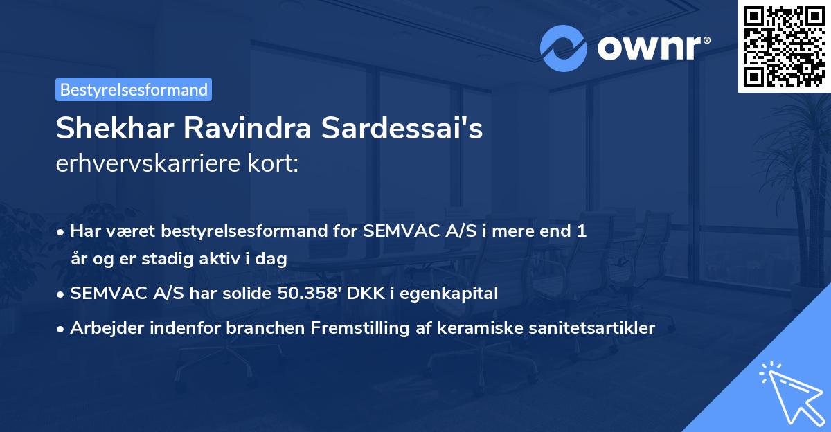 Shekhar Ravindra Sardessai's erhvervskarriere kort