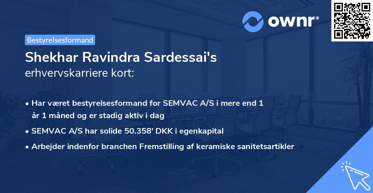 Shekhar Ravindra Sardessai's erhvervskarriere kort