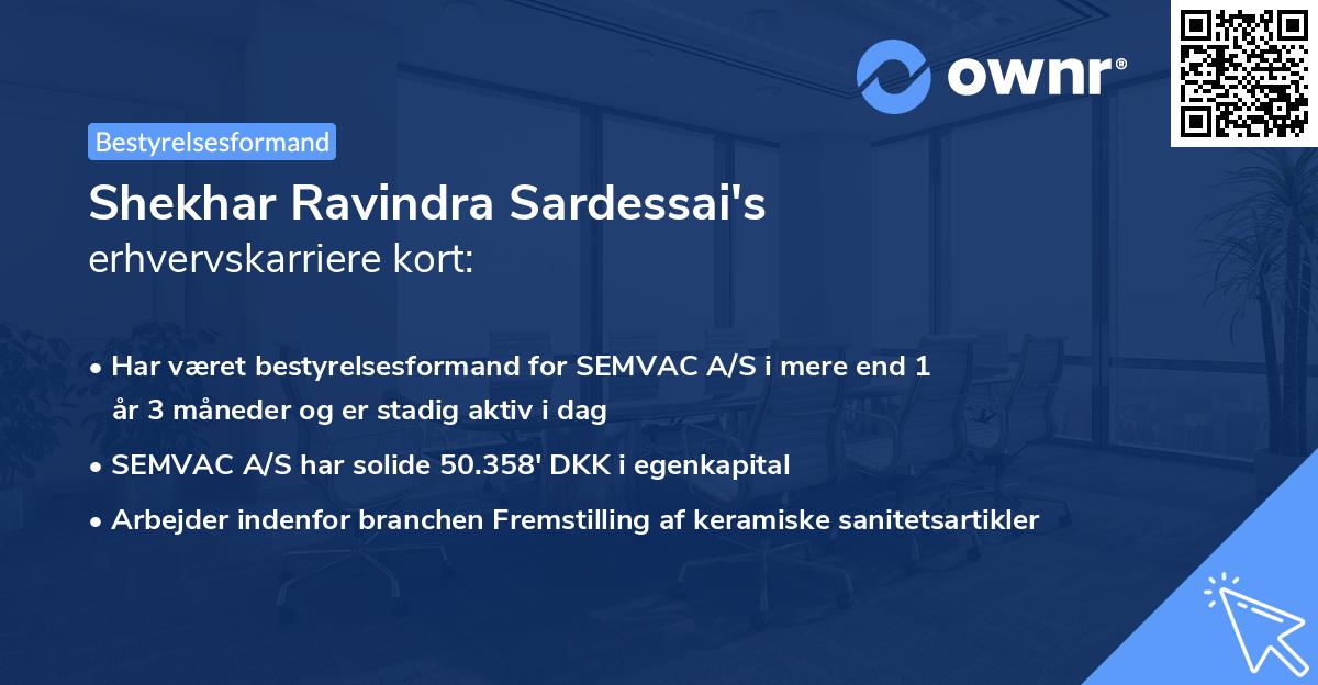 Shekhar Ravindra Sardessai's erhvervskarriere kort