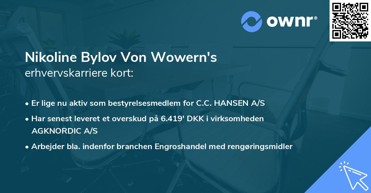 Nikoline Bylov Von Wowern's erhvervskarriere kort