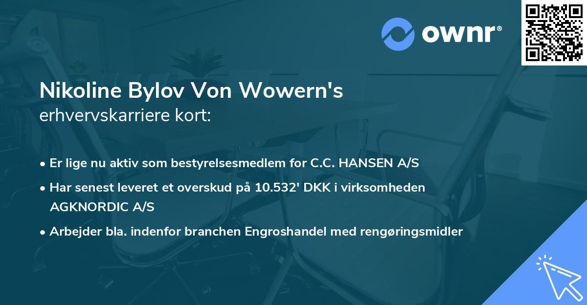 Nikoline Bylov Von Wowern's erhvervskarriere kort