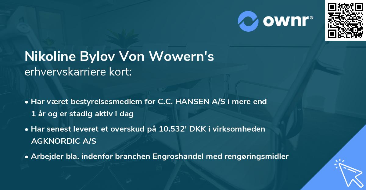Nikoline Bylov Von Wowern's erhvervskarriere kort