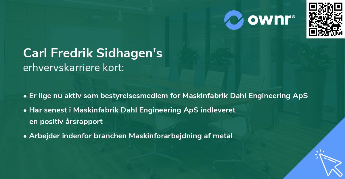 Carl Fredrik Sidhagen's erhvervskarriere kort