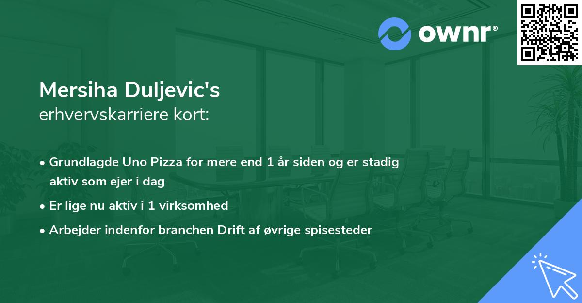 Mersiha Duljevic's erhvervskarriere kort