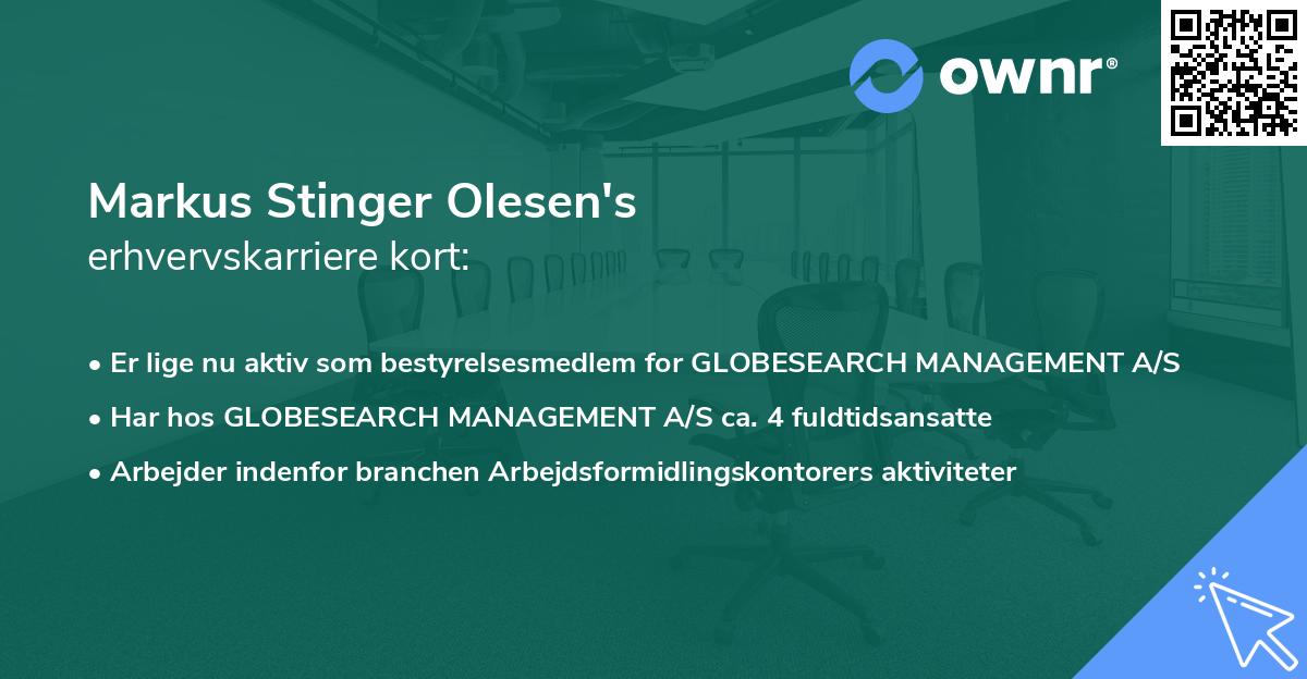 Markus Stinger Olesen's erhvervskarriere kort