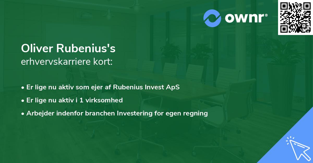 Oliver Rubenius's erhvervskarriere kort