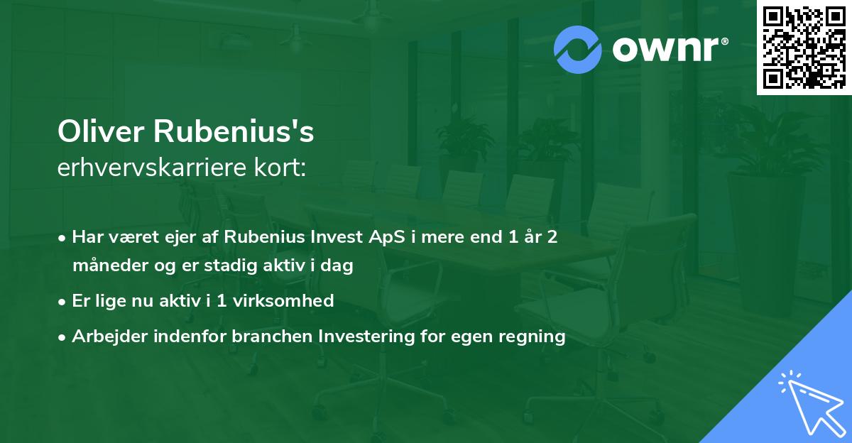 Oliver Rubenius's erhvervskarriere kort