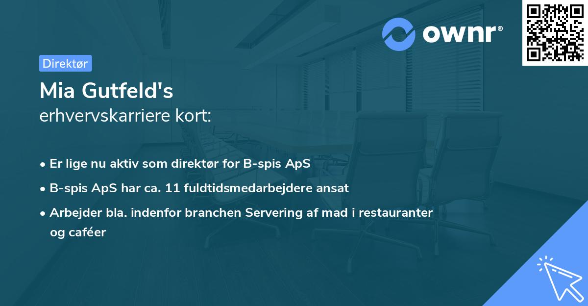 Mia Gutfeld's erhvervskarriere kort