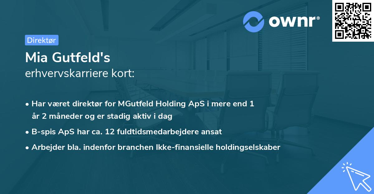 Mia Gutfeld's erhvervskarriere kort