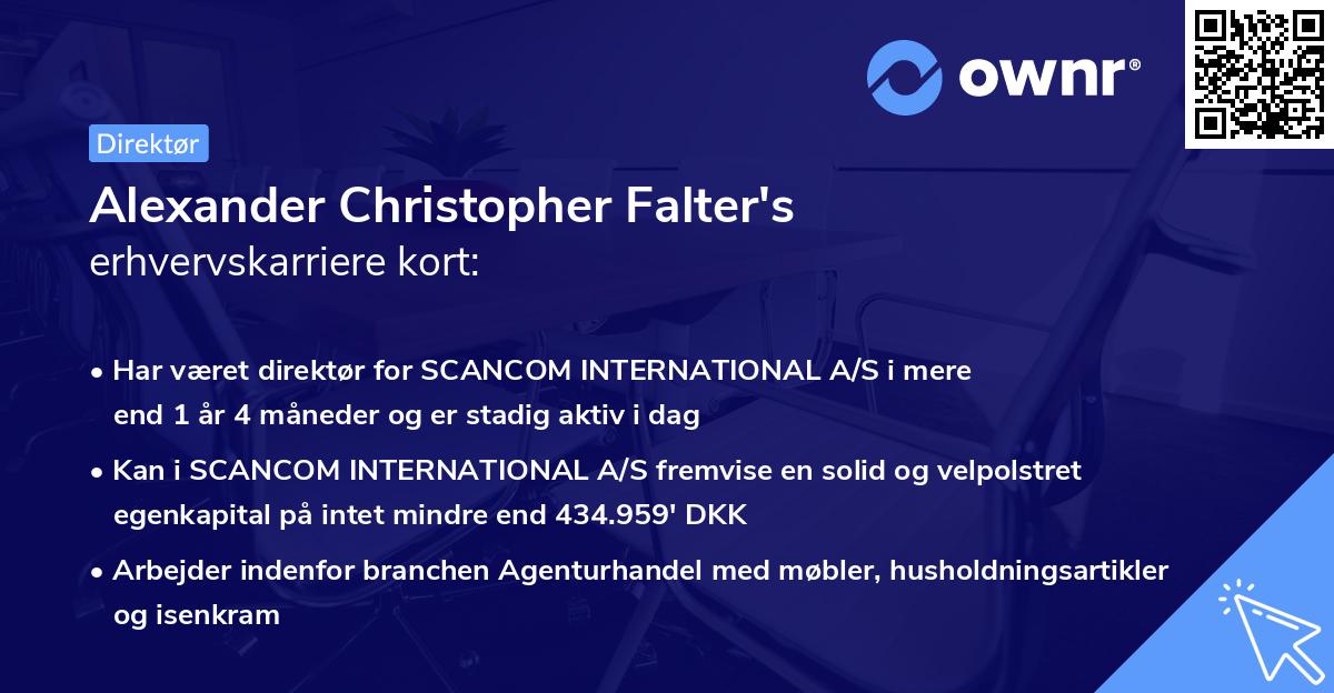Alexander Christopher Falter's erhvervskarriere kort