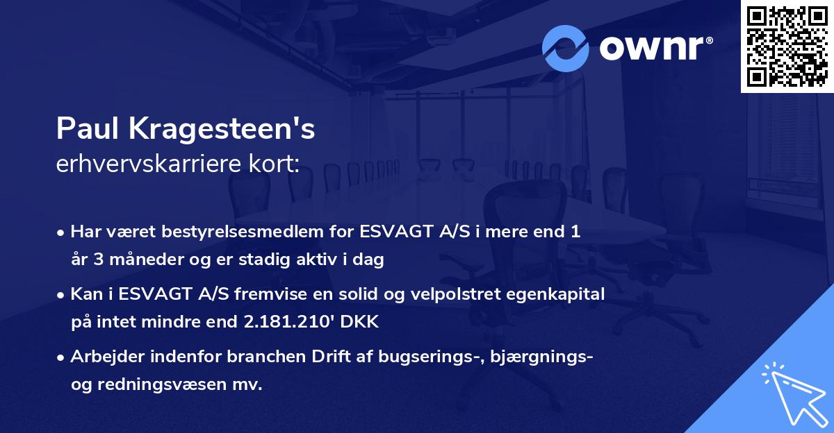 Paul Kragesteen's erhvervskarriere kort