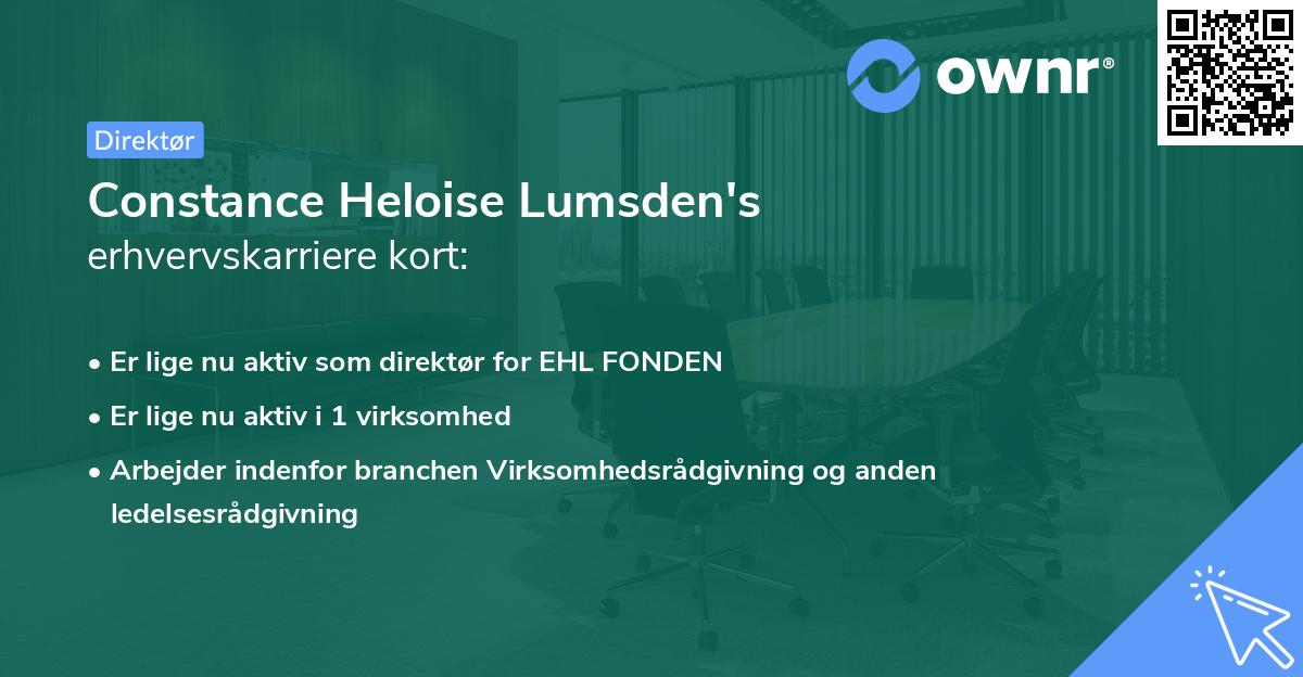 Constance Heloise Lumsden's erhvervskarriere kort