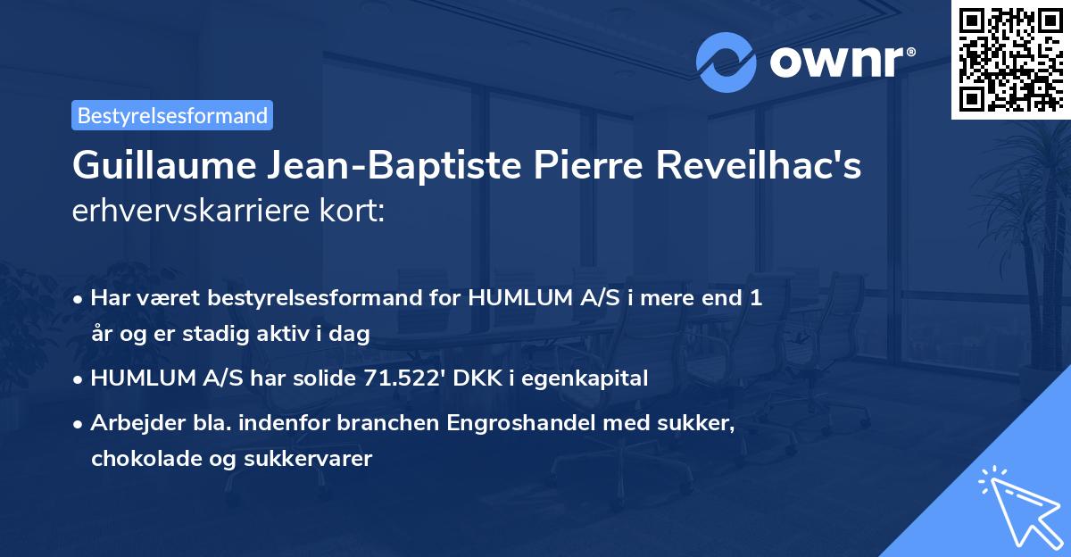 Guillaume Jean-Baptiste Pierre Reveilhac's erhvervskarriere kort
