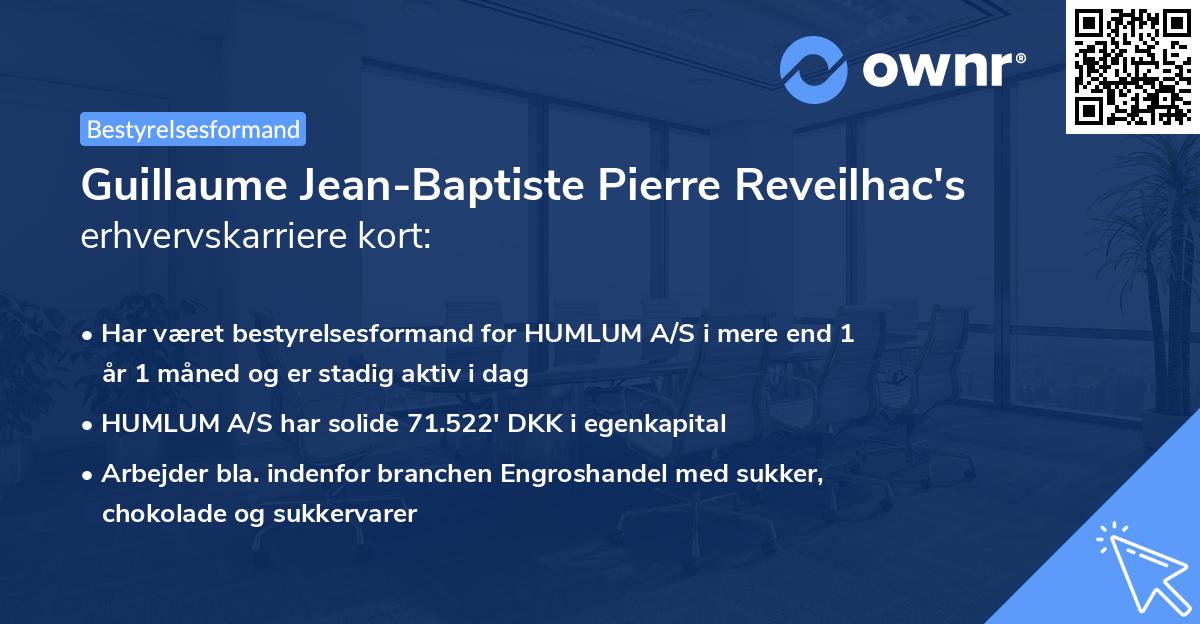 Guillaume Jean-Baptiste Pierre Reveilhac's erhvervskarriere kort