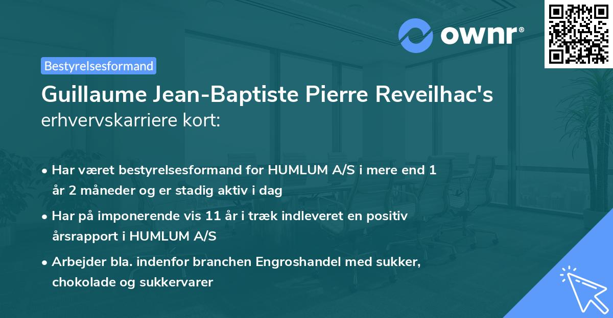 Guillaume Jean-Baptiste Pierre Reveilhac's erhvervskarriere kort