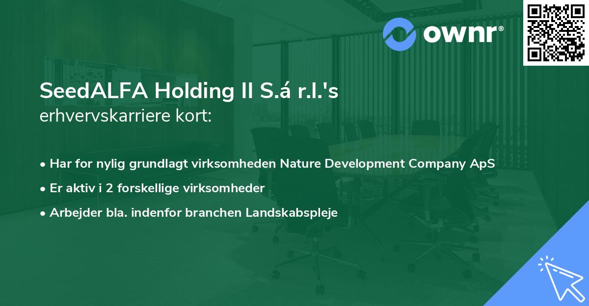 SeedALFA Holding II S.á r.l.'s erhvervskarriere kort
