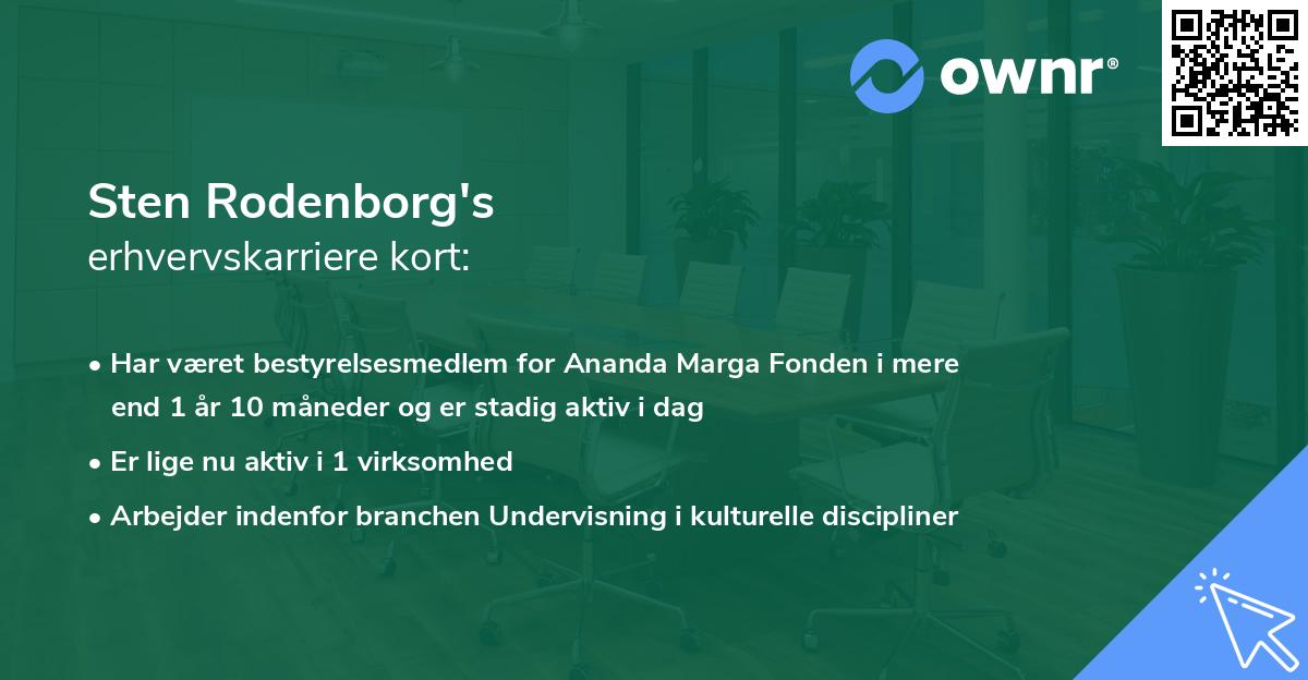 Sten Rodenborg's erhvervskarriere kort