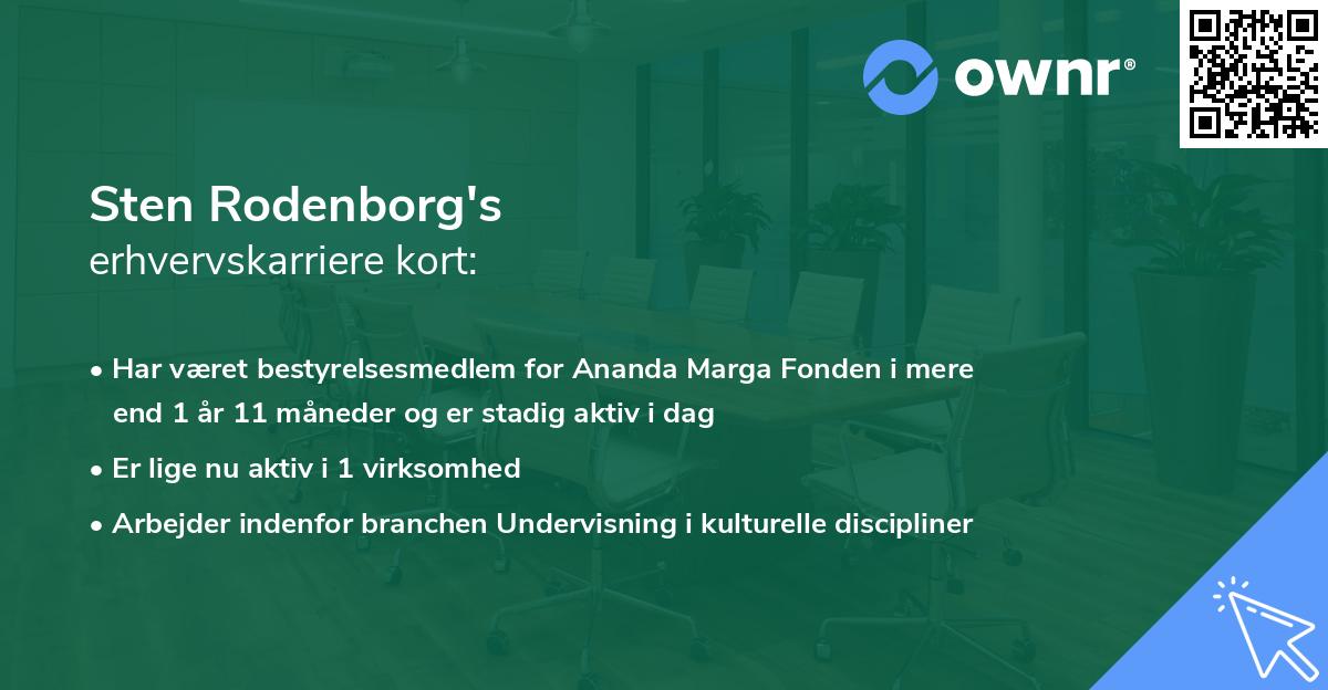 Sten Rodenborg's erhvervskarriere kort