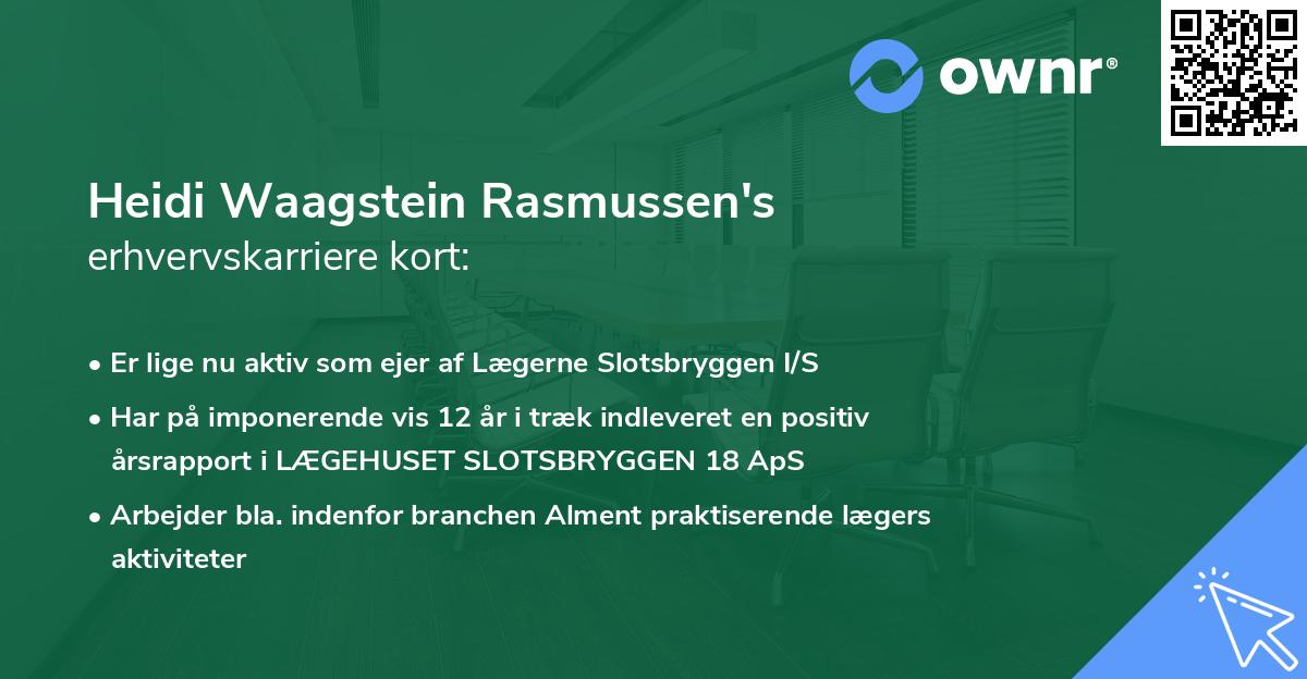 Heidi Waagstein Rasmussen's erhvervskarriere kort