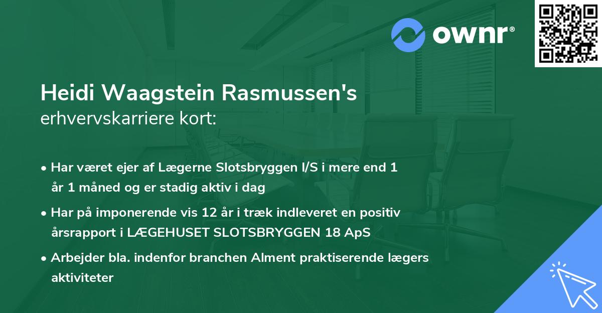 Heidi Waagstein Rasmussen's erhvervskarriere kort