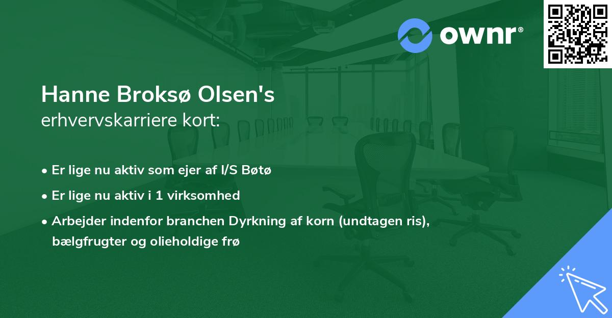 Hanne Broksø Olsen's erhvervskarriere kort