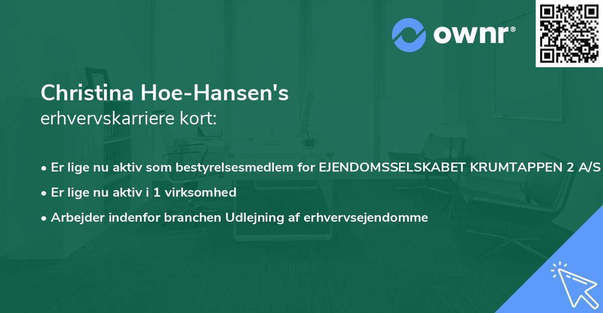 Christina Hoe-Hansen's erhvervskarriere kort