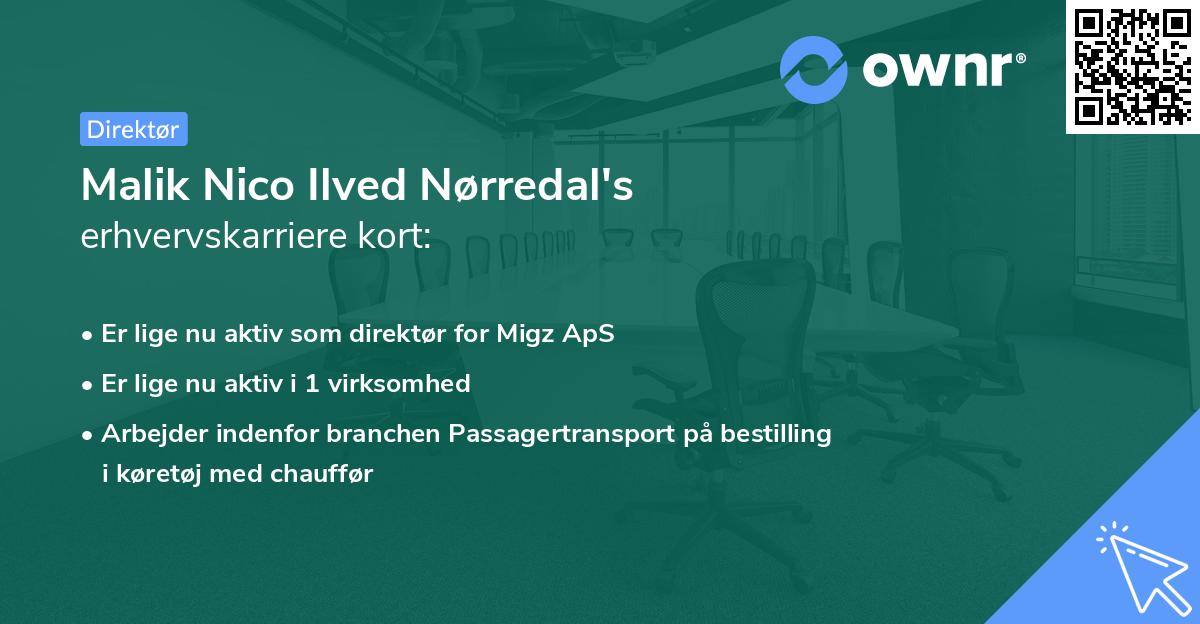 Malik Nico Ilved Nørredal's erhvervskarriere kort