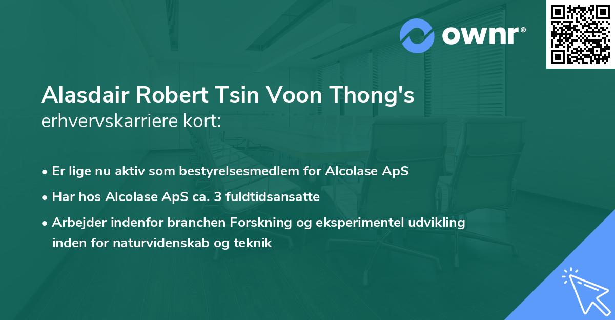 Alasdair Robert Tsin Voon Thong's erhvervskarriere kort