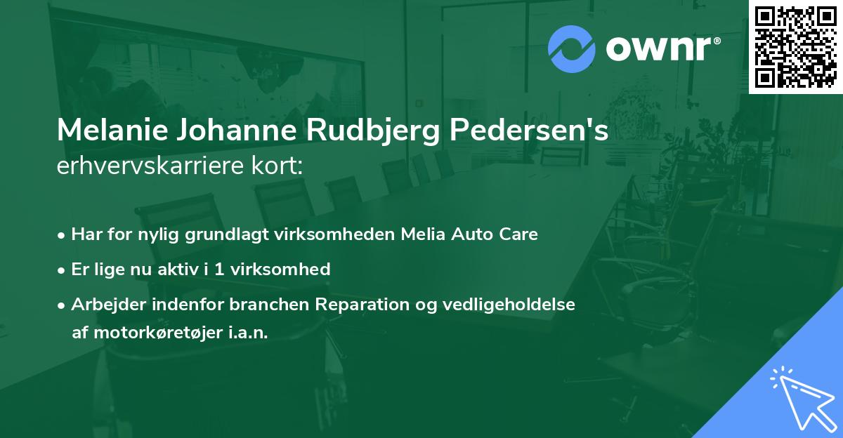Melanie Johanne Rudbjerg Pedersen's erhvervskarriere kort
